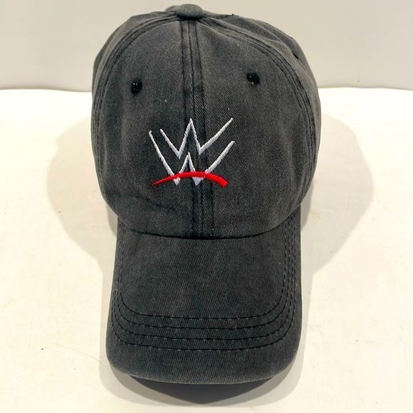 New Other - WWE Embroidered Washed Distressed Denim Sports Baseball Cap, Casual Dad Hat